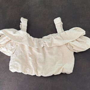 Zara Cream Off-Shoulder Kids Crop Top